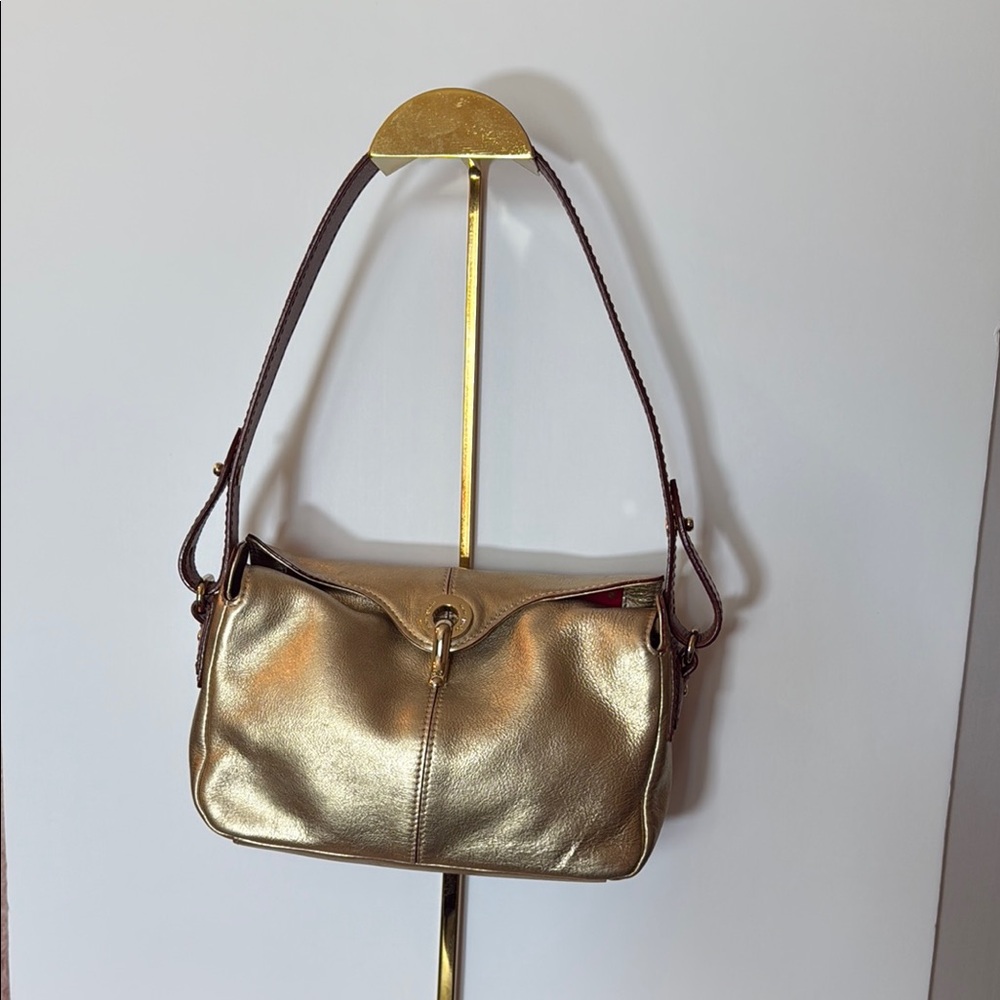 Kate Spade Gold Mini Bag with Brown Accents